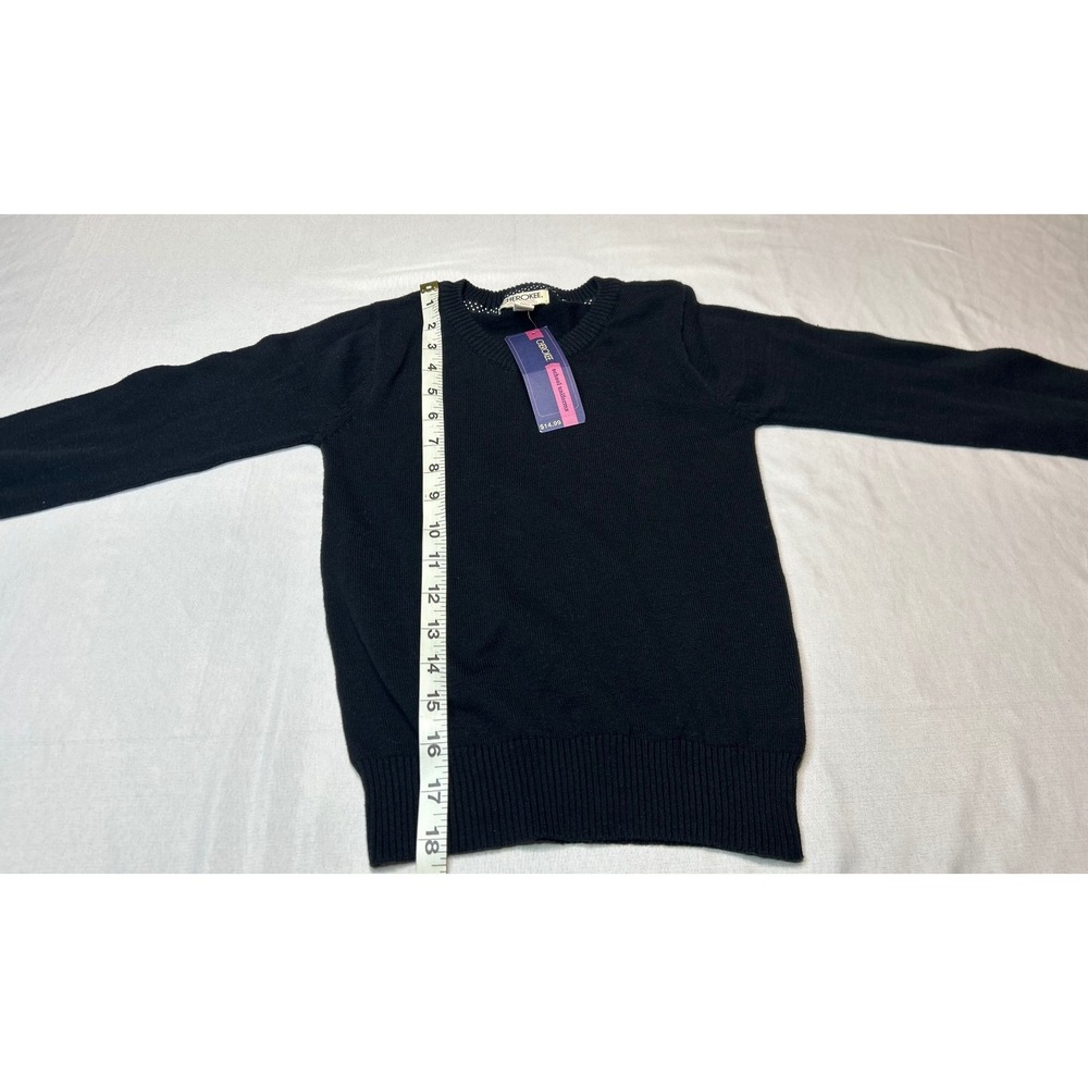 Cherokee School Uniforms Girls Black V-Neck Long Sleeve Sweater Size S 6/6X NWT